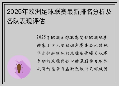 2025年欧洲足球联赛最新排名分析及各队表现评估
